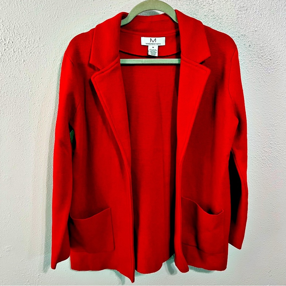 Magaschoni red sweater blazer size med